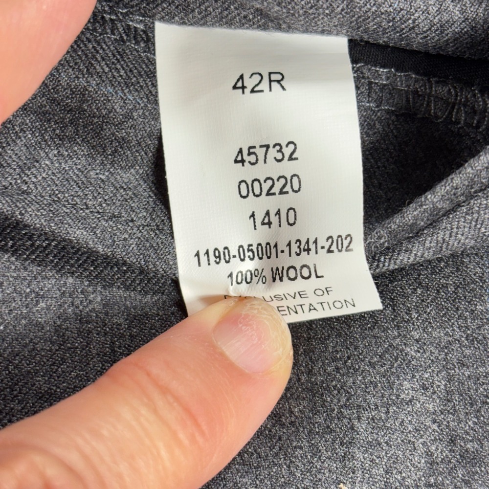 New Jos A Bank Traveler's Collection‎ 42 R Gray Plaid. 100% Wool Pants Unhemmed - Picture 13 of 14